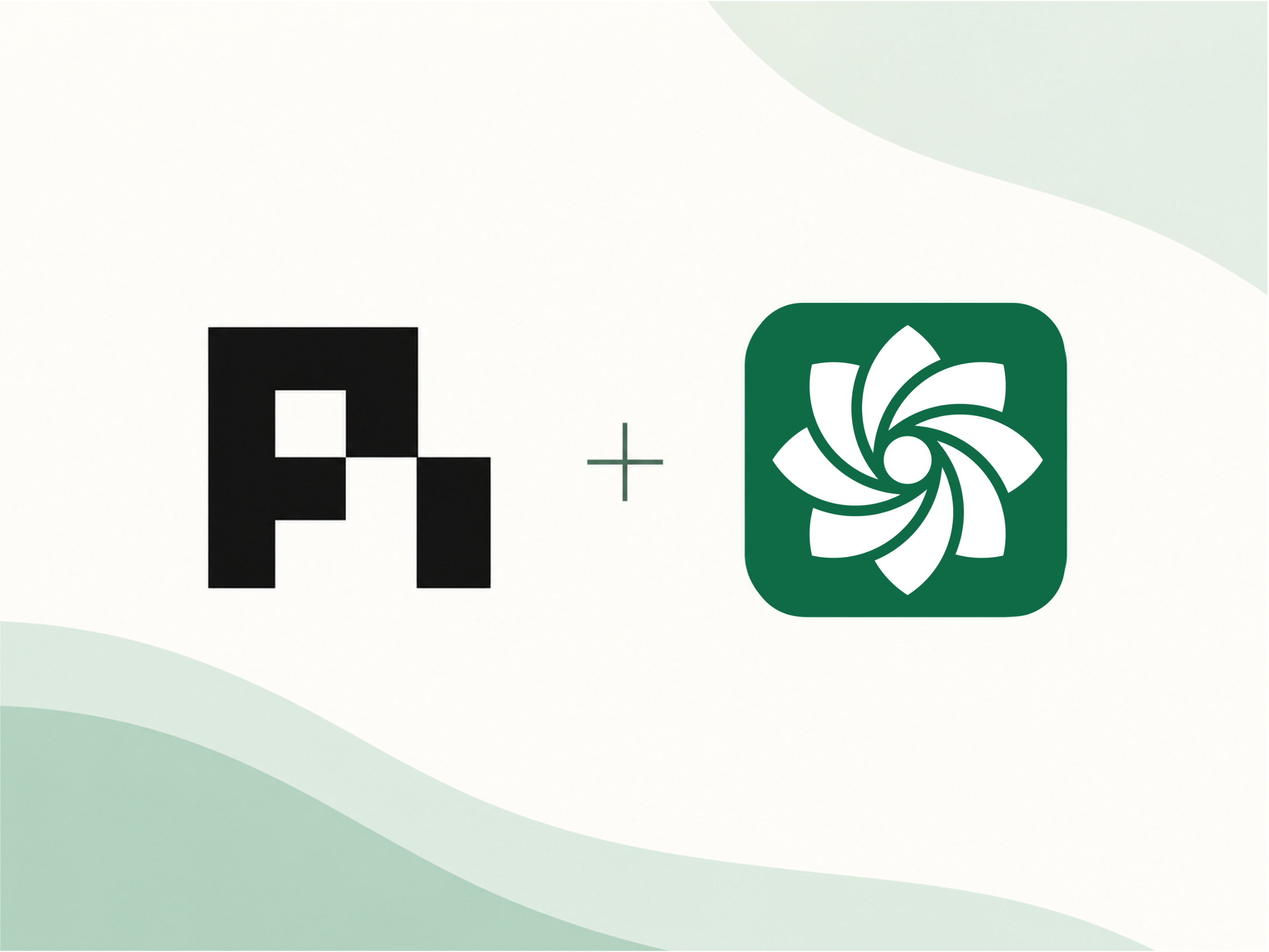 Pi and Sovara logos joined by a plus sign on a cream and green background.